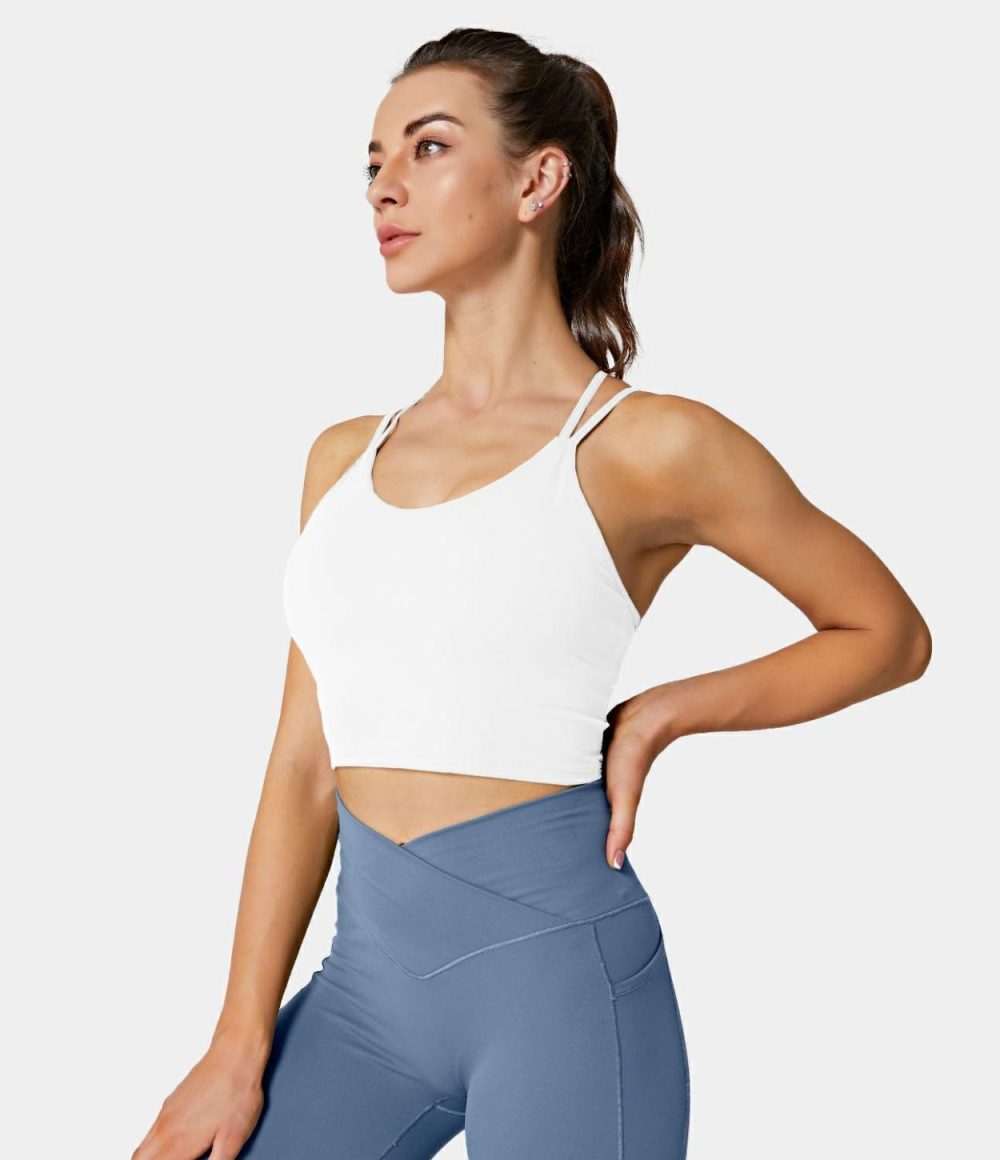 Softlyzero™ Airy Double Straps Backless Crisscross Cropped Cool Touch Yoga Tank Top-UPF50+  | Womens  Cropped Tops Clothing Cropped Tops