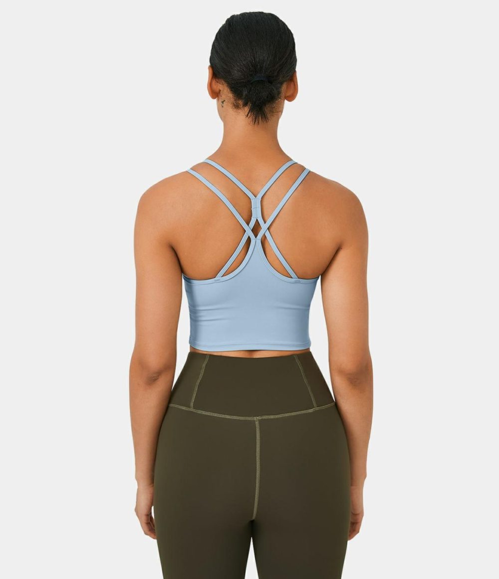 Softlyzero™ Airy Double Straps Backless Crisscross Cropped Cool Touch Yoga Tank Top-UPF50+  | Womens  Cropped Tops Clothing Cropped Tops