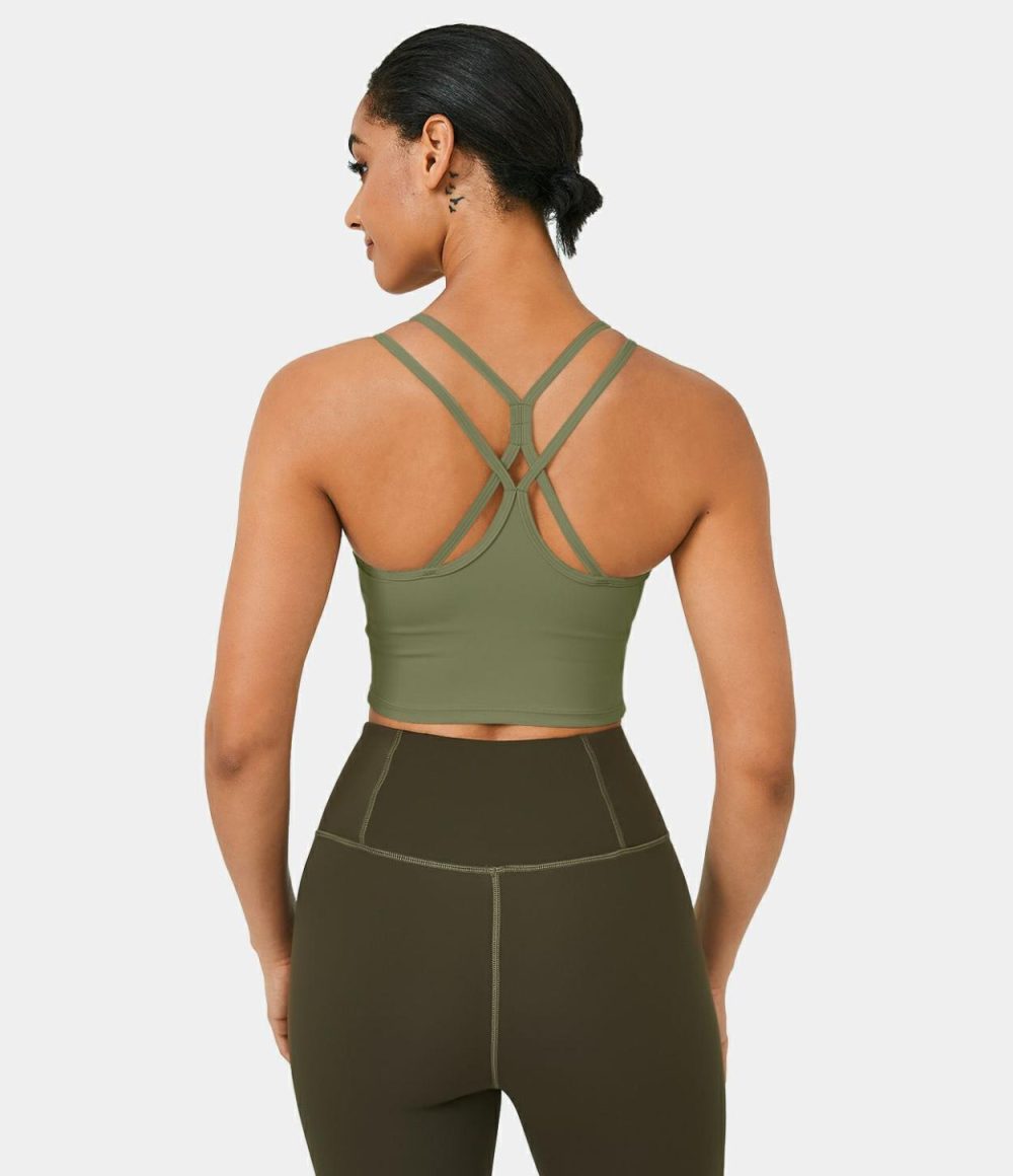 Softlyzero™ Airy Double Straps Backless Crisscross Cropped Cool Touch Yoga Tank Top-UPF50+  | Womens  Cropped Tops Clothing Cropped Tops