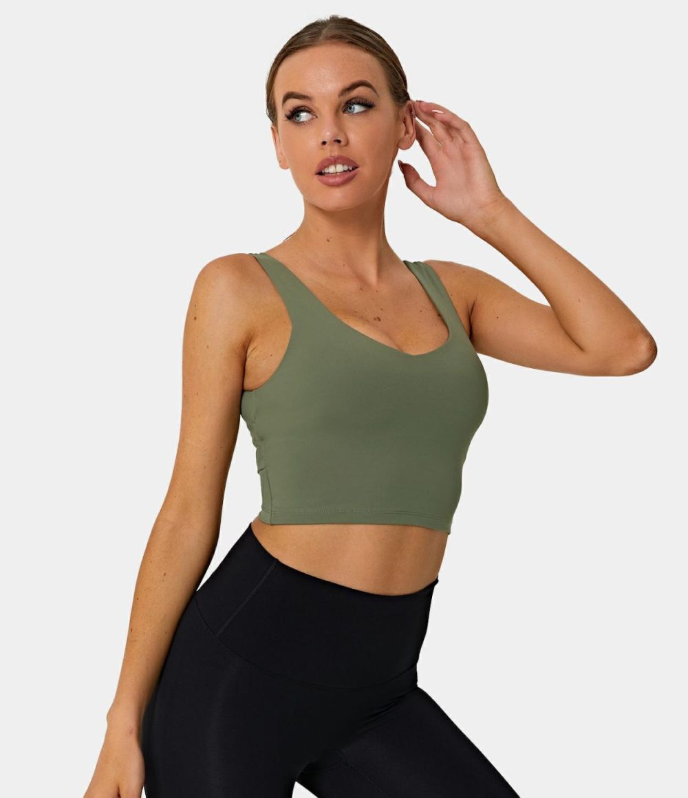 V Back Crossover Workout Cropped Tank Top  | Womens  Cropped Tops Clothing Cropped Tops