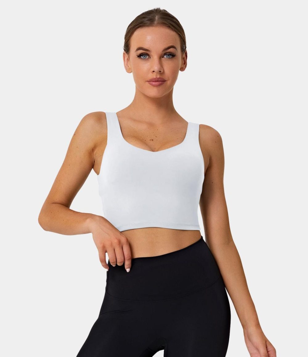 V Back Crossover Workout Cropped Tank Top  | Womens  Cropped Tops Clothing Cropped Tops