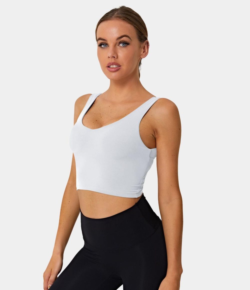 V Back Crossover Workout Cropped Tank Top  | Womens  Cropped Tops Clothing Cropped Tops