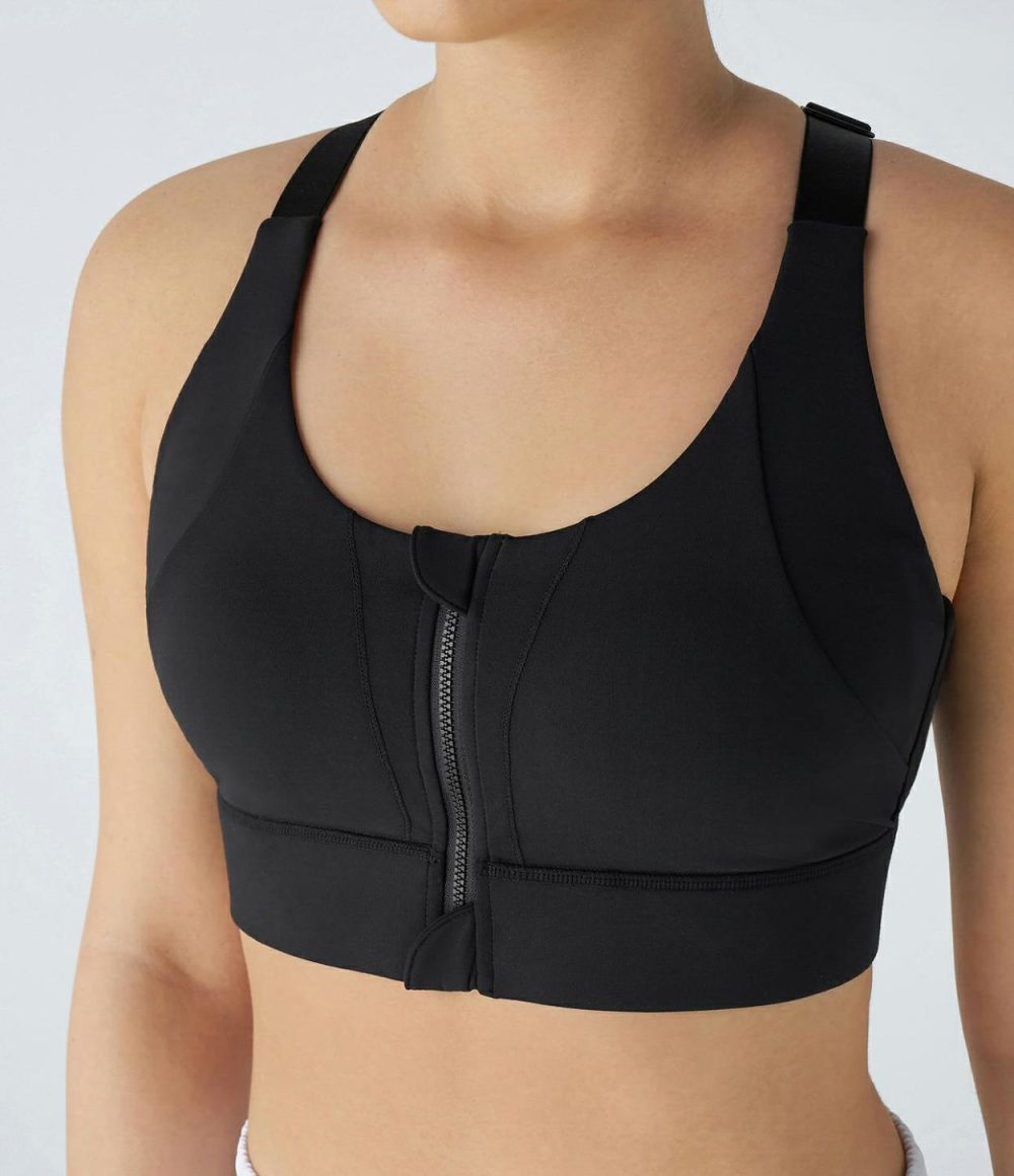 SpeedWave™ High Support Zipper Racerback Adjustable Buckle Quick Dry Running Sports Bra  | Womens  Sports Bras Clothing Sports Bras