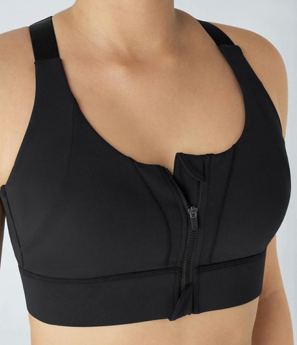 SpeedWave™ High Support Zipper Racerback Adjustable Buckle Quick Dry Running Sports Bra  | Womens  Sports Bras Clothing Sports Bras