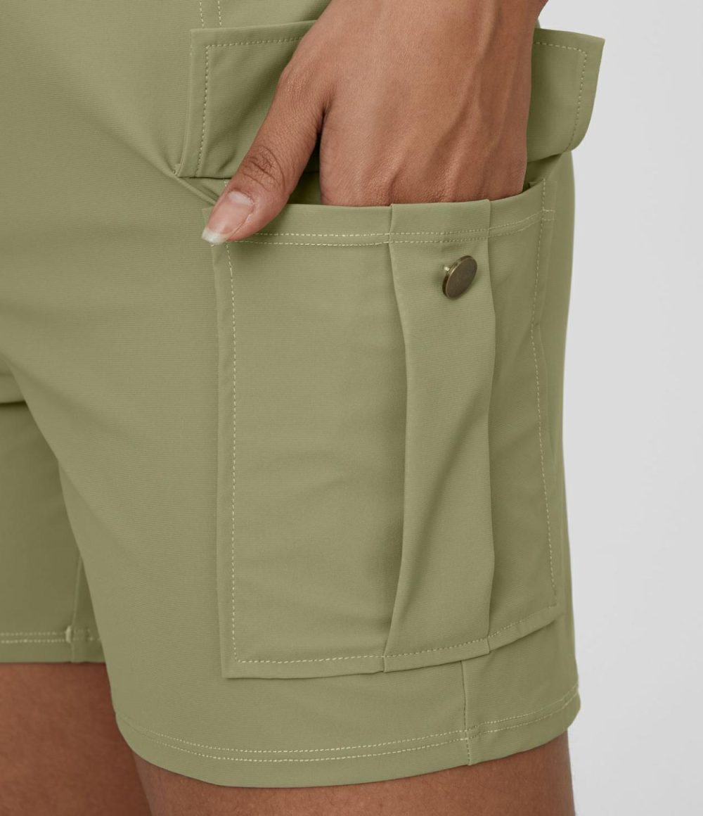 High Waisted Button Zipper Flap Pocket Casual Cargo Shorts 5”  | Womens  Cargo Pants Cargo Pants Cargo Pants