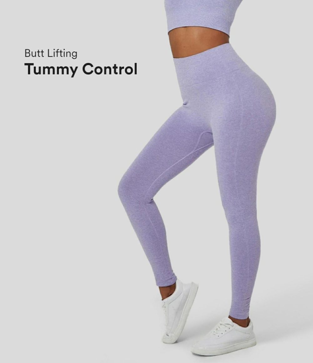 Seamless Flow High Waisted Tummy control 7/8 Leggings  | Womens  Butt Lifting Leggings Butt Lifting Leggings Butt Lifting Leggings