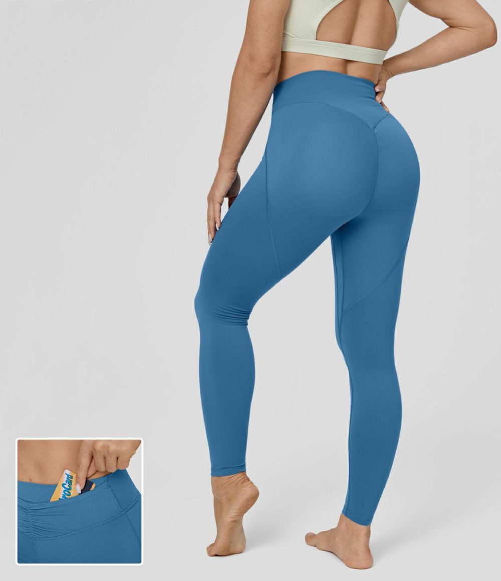 UltraSculpt High Waisted Front Pocket Ruched Butt Lifting Training 7/8 Leggings  | Womens  Butt Lifting Leggings Butt Lifting Leggings Butt Lifting Leggings