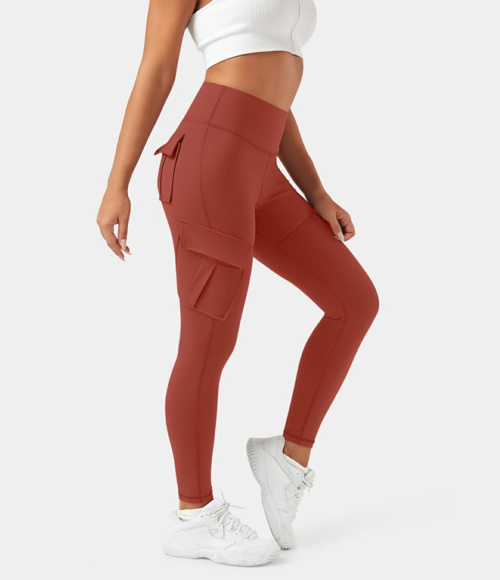 High Waisted Cargo Pocket Skinny Yoga Leggings  | Womens  Cargo Pants Cargo Pants Cargo Pants