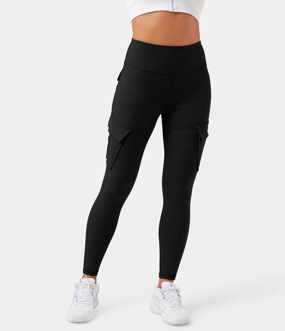 High Waisted Cargo Pocket Skinny Yoga Leggings  | Womens  Cargo Pants Cargo Pants Cargo Pants