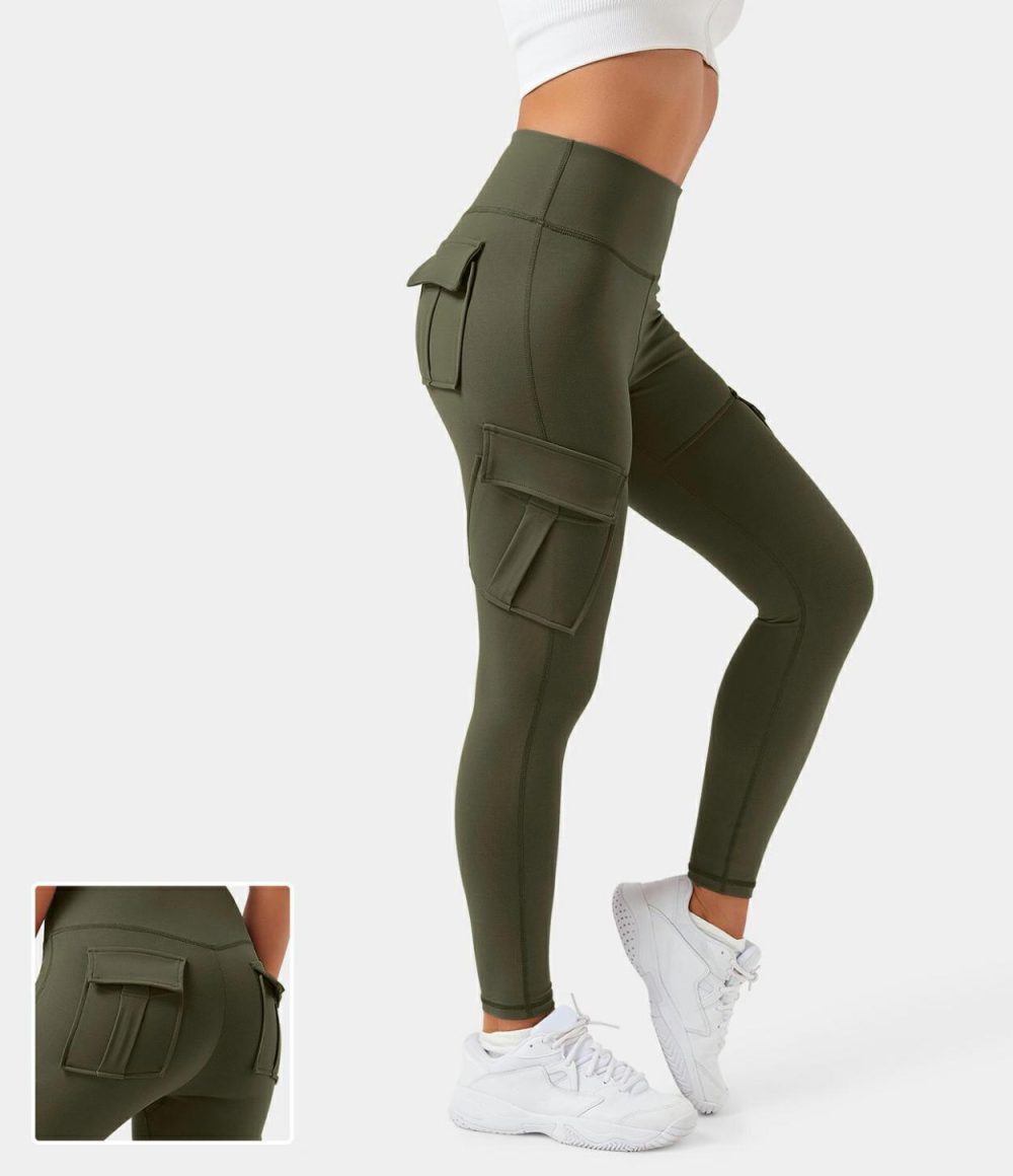 High Waisted Cargo Pocket Skinny Yoga Leggings  | Womens  Cargo Pants Cargo Pants Cargo Pants