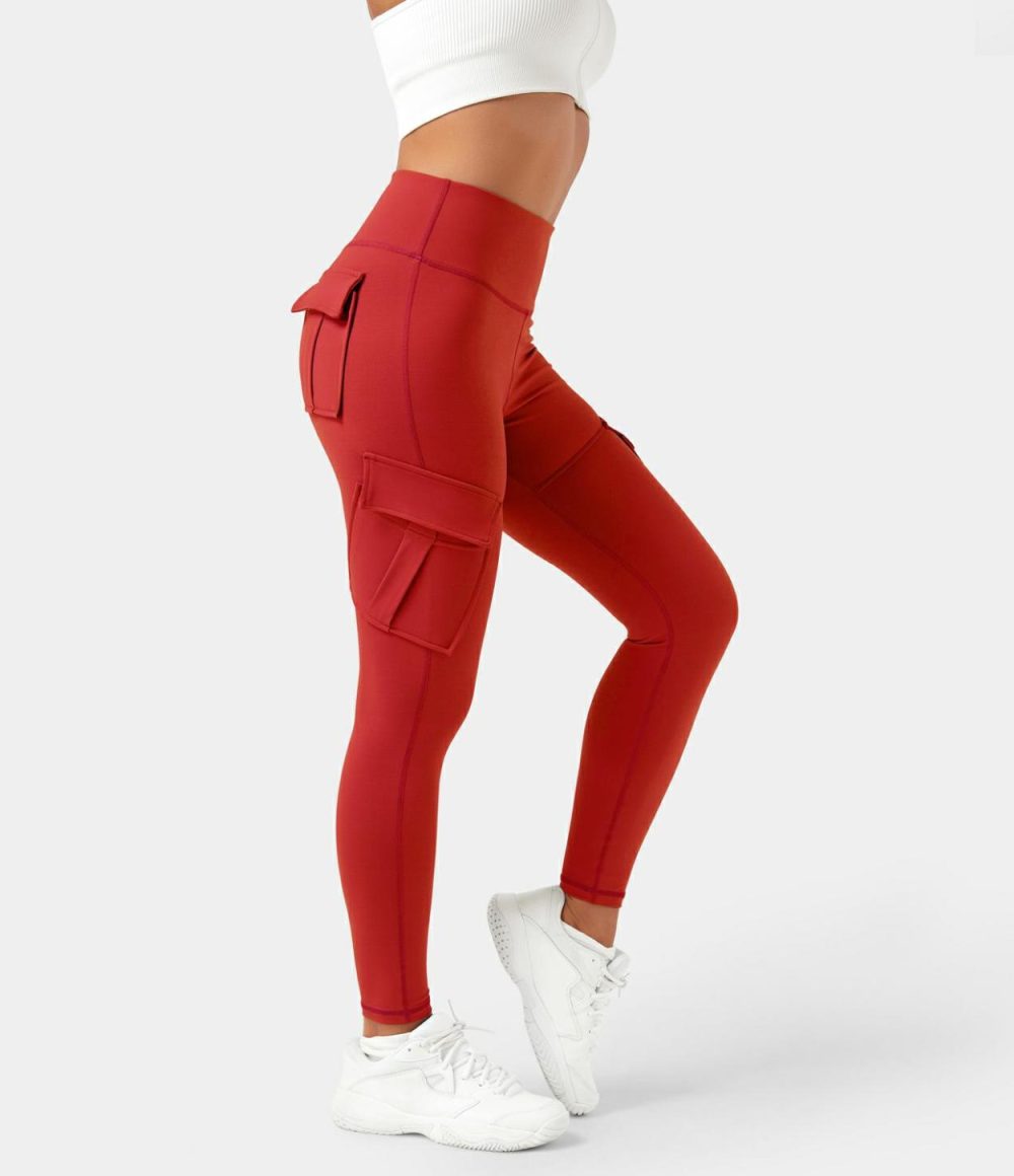 High Waisted Cargo Pocket Skinny Yoga Leggings  | Womens  Cargo Pants Cargo Pants Cargo Pants